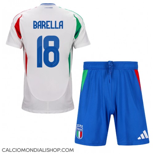 Maglie da calcio Italia Nicolo Barella #18 Seconda Maglia Bambino Europei 2024 Manica Corta (+ Pantaloni corti)